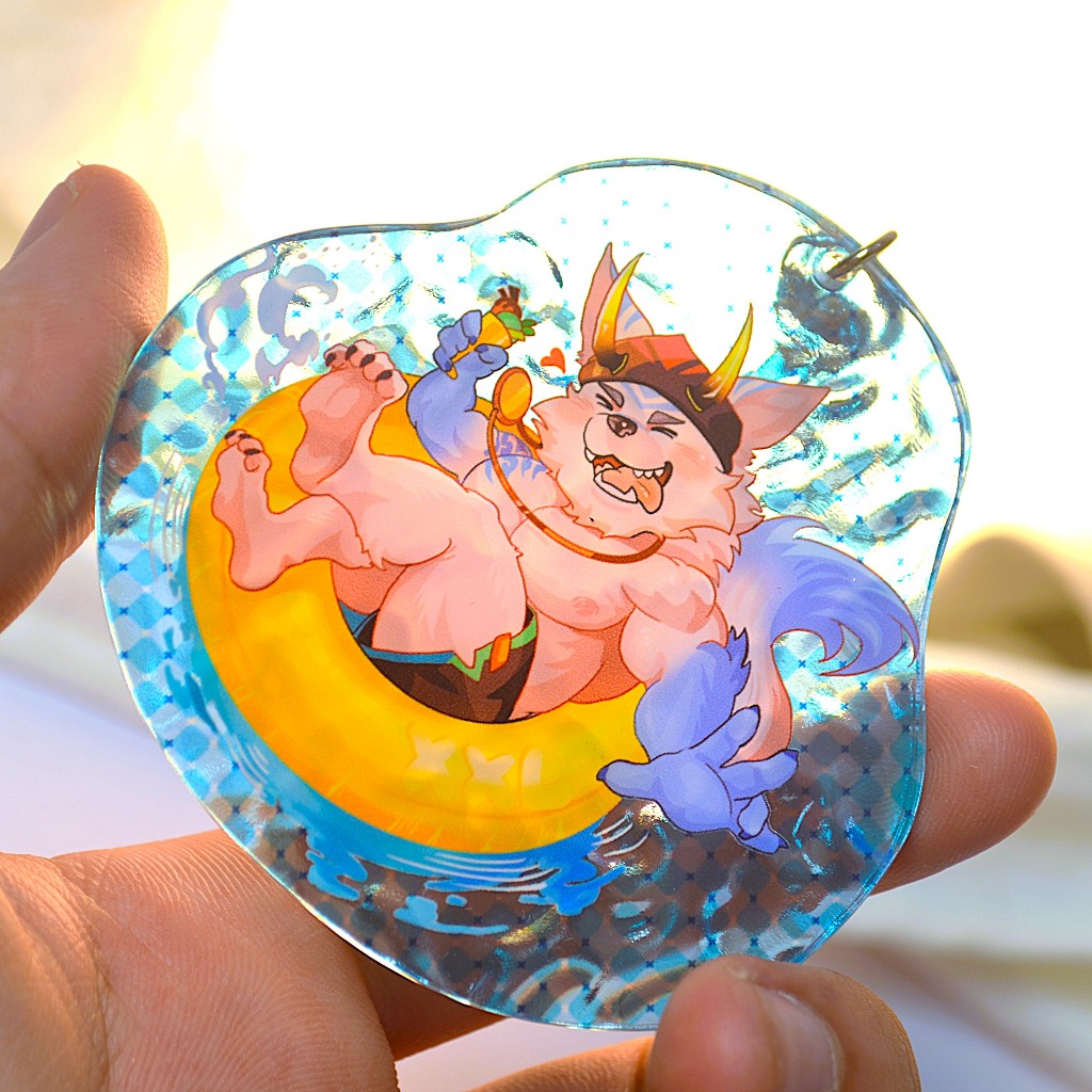 Móc Khóa/Keychain Furry KUMOYAMA - XXL Woofia - Hiệu ứng Gân Nước - Nhựa Mica 7cm 5