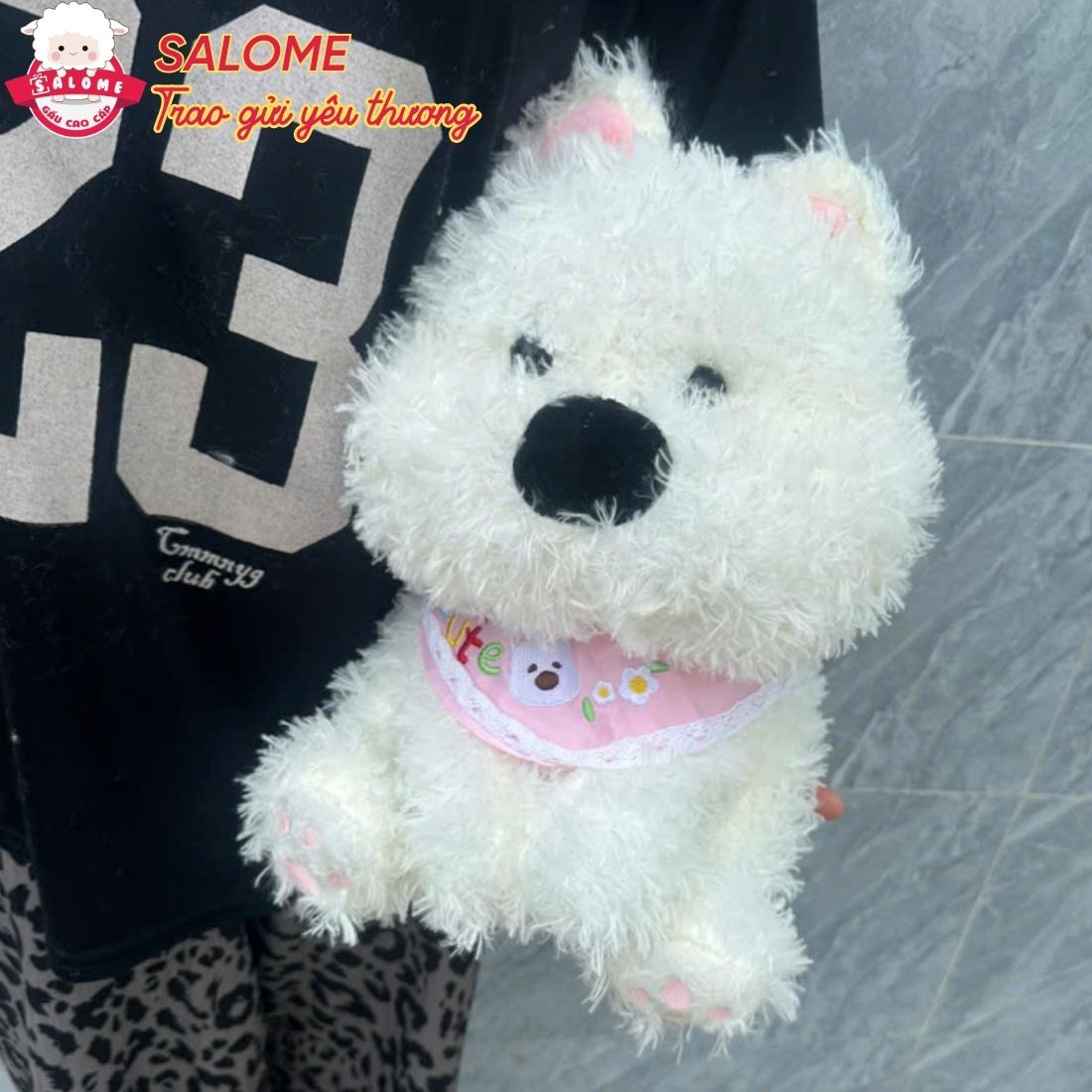 Gấu Bông Chó Poodle Trắng Lông Xù