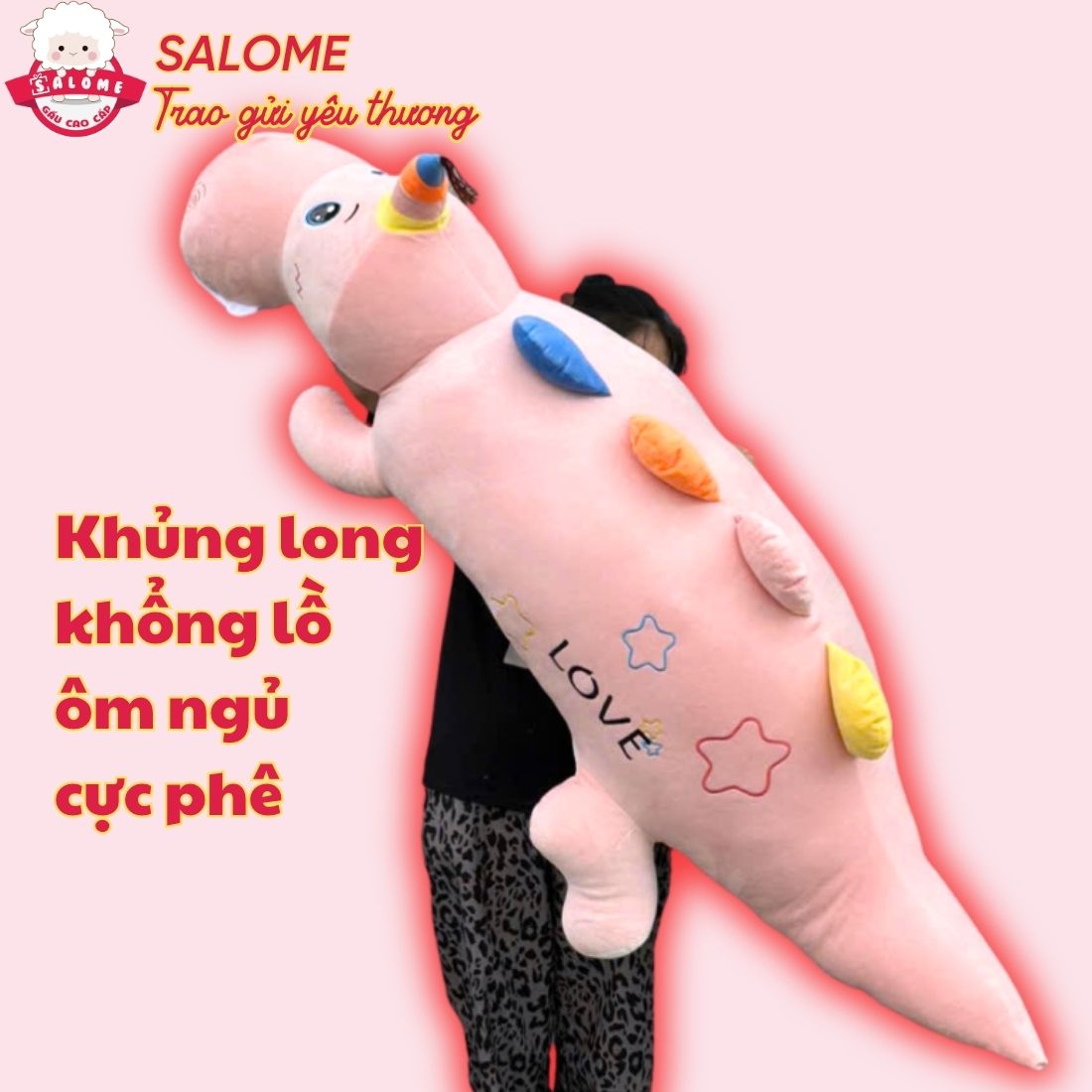 Thú bông khủng long nằm mông love size 1 - 160cm
