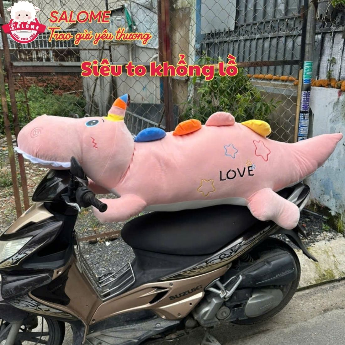 Thú bông khủng long nằm mông love size 1 - 160cm