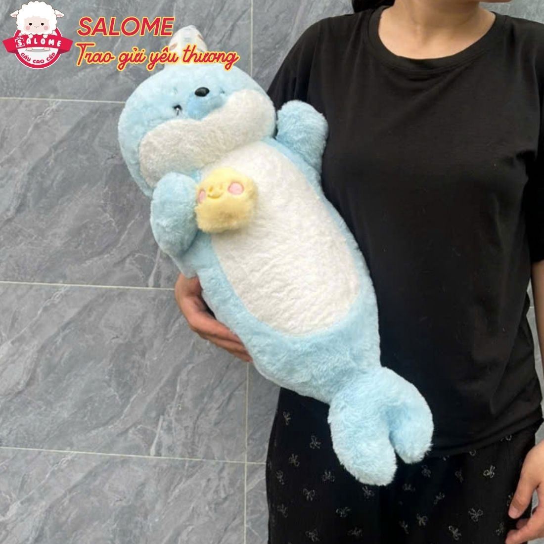 Gấu Bông Hải Cẩu Xanh Dương Ôm Trăng Sao