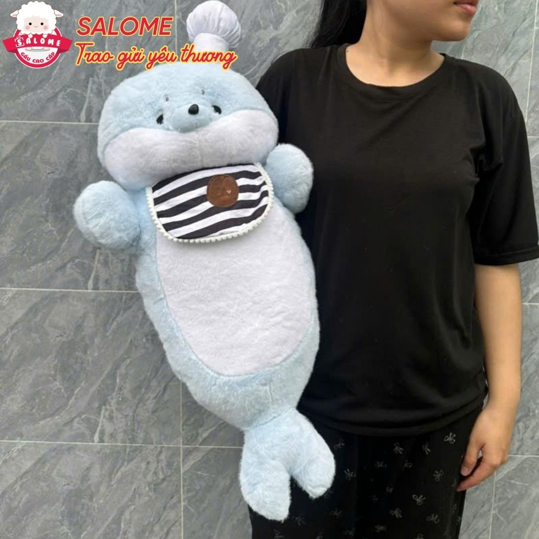 Gấu Bông Hải Cẩu Xanh Dương Ôm Trăng Sao