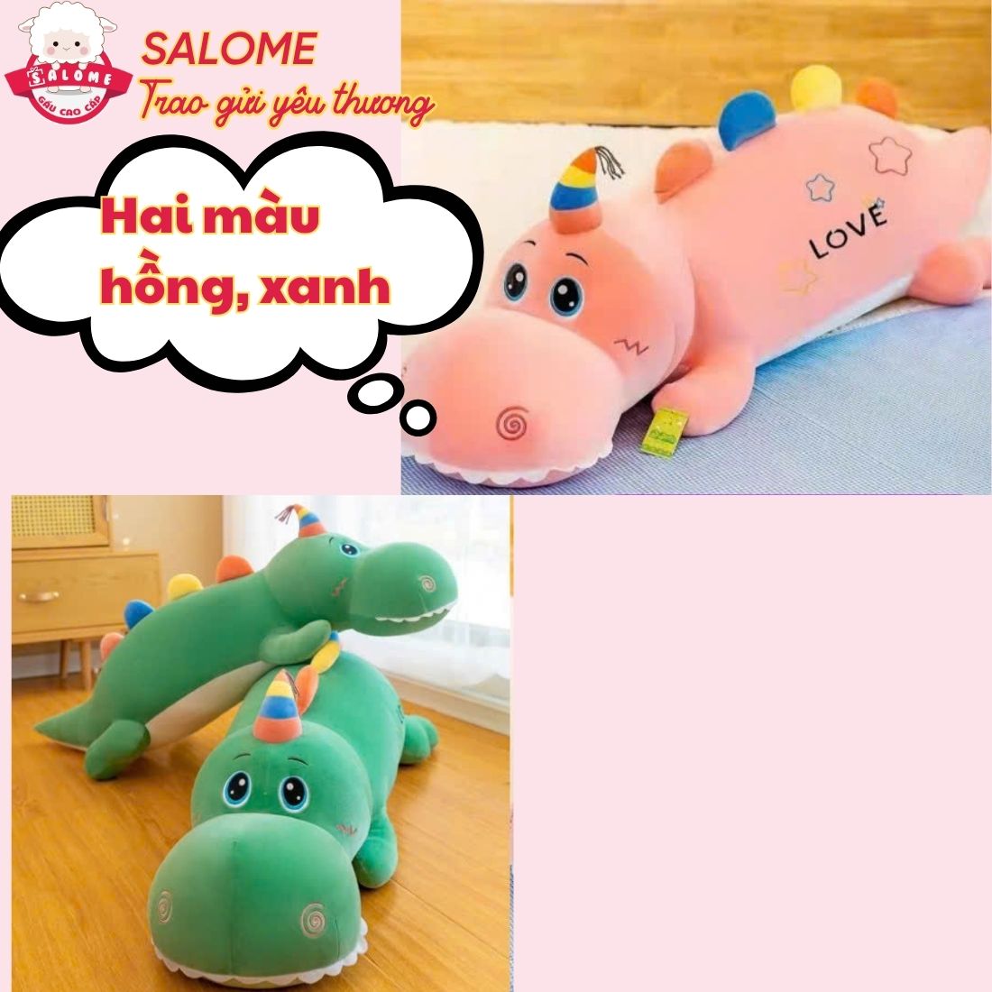 Thú bông khủng long nằm mông love size 1 - 160cm