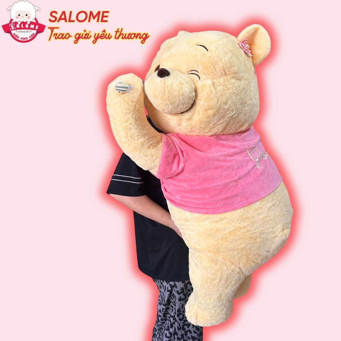 Thú bông gấu Pooh nằm áo chữ size 1 - 1m