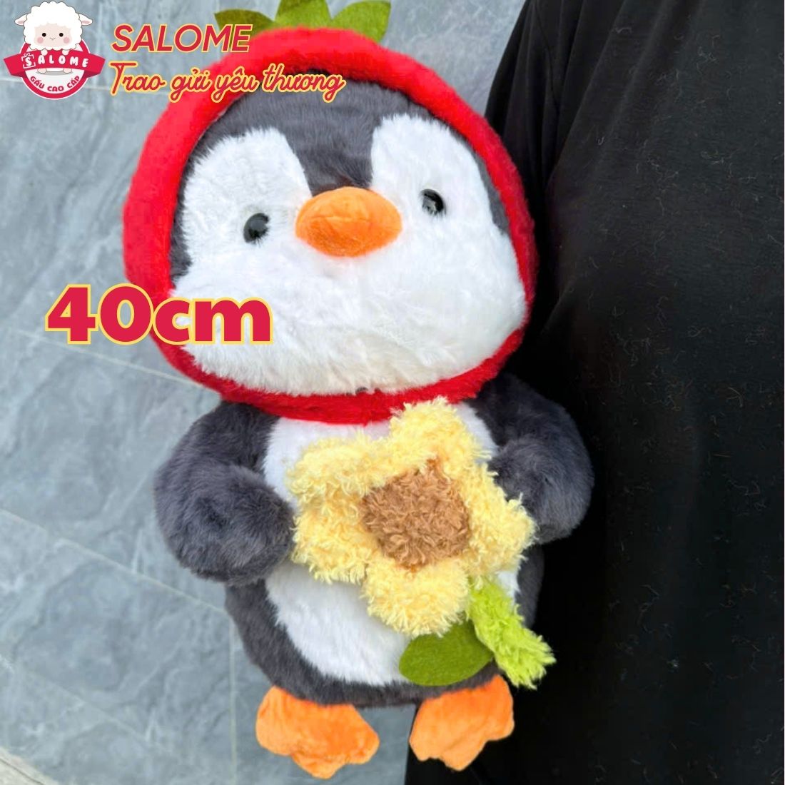 Gấu Bông Chim Cánh Cụt Ôm Hoa Hướng Dương