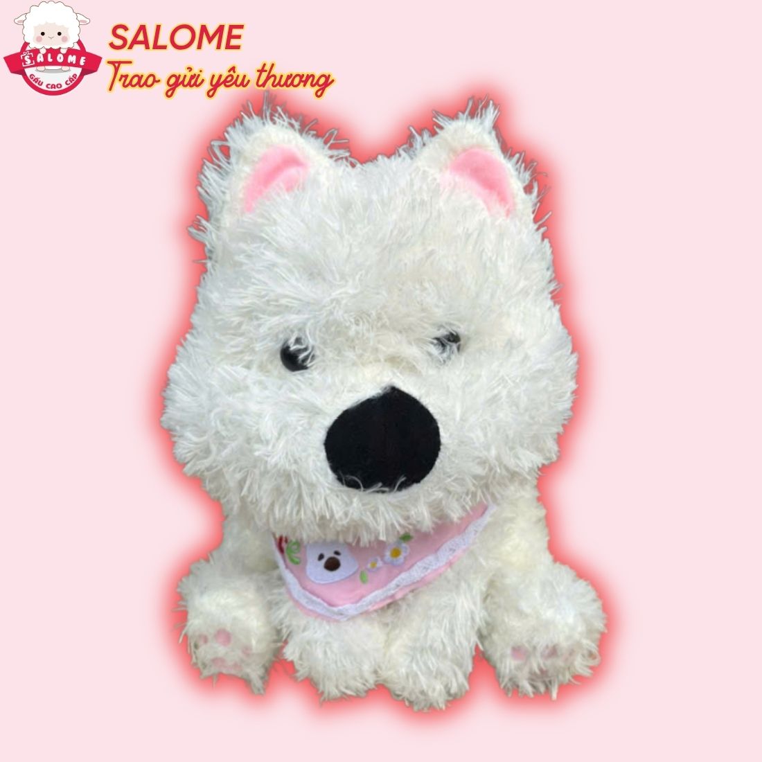 Gấu Bông Chó Poodle Trắng Lông Xù