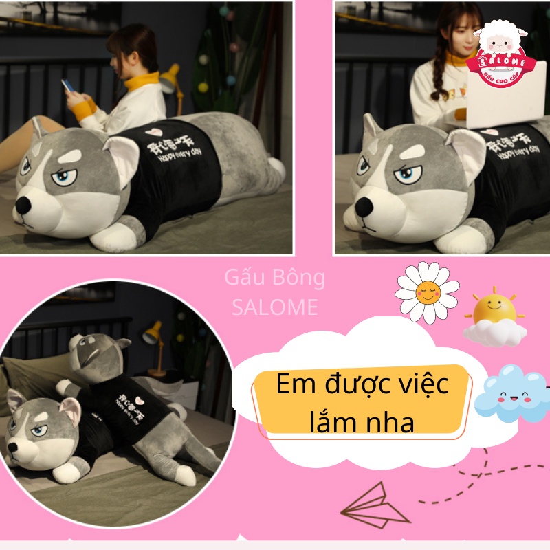 Gấu Bông Chó Husky Mặt Aó