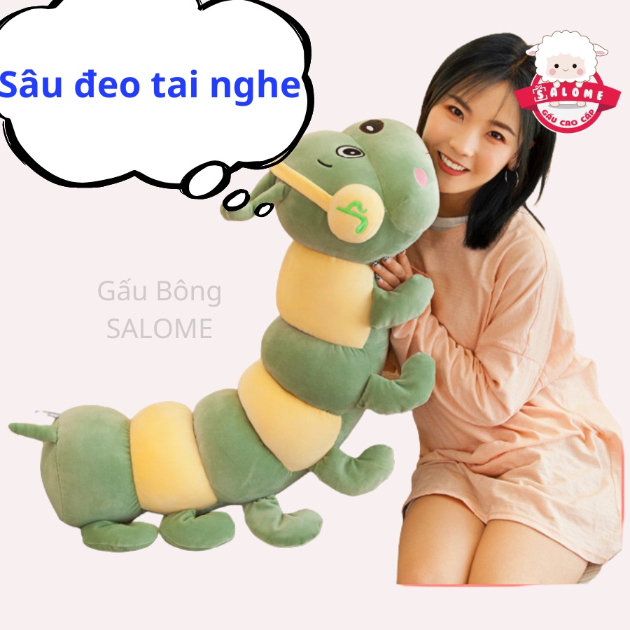 Gấu bông sâu đeo tai nghe