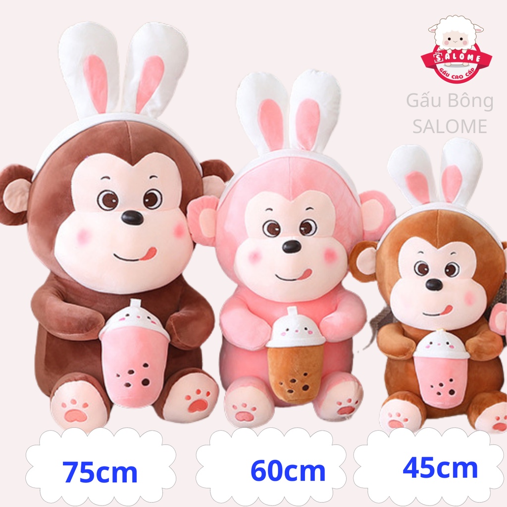 Gấu Bông Con Khỉ Ôm Bình Sữa Size 45cm-75cm
