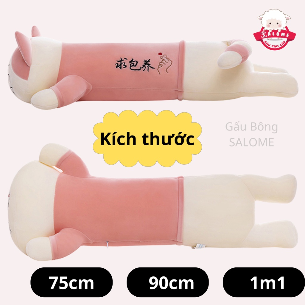 Gấu Bông Con Mèo Nằm Liếm Mép 75cm-1m1 Khổng Lồ Dễ Thương Cute SALOME Gối Ôm Con Mèo Hồng Gối Ôm Ngủ