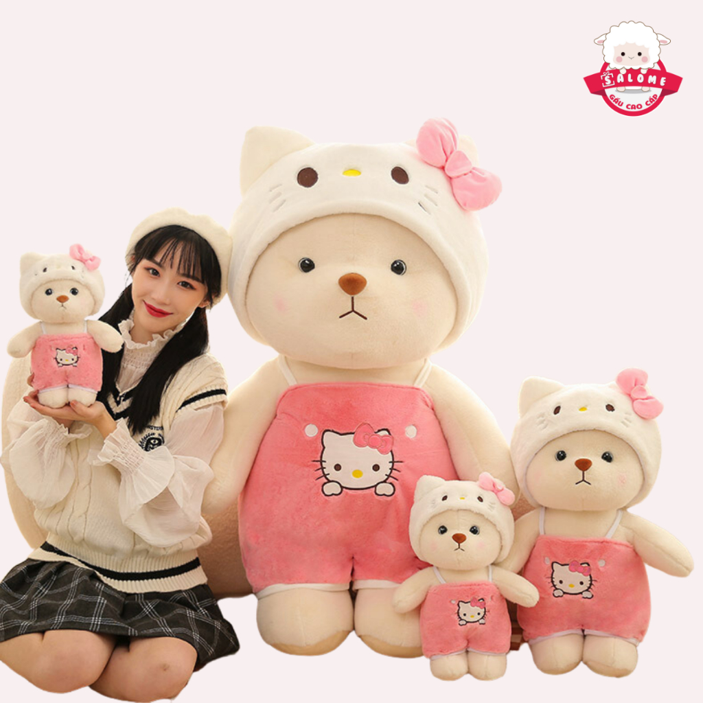 Gấu bông Lena đứng cosplay gấu dâu, stitch, hello kitty, pikachu