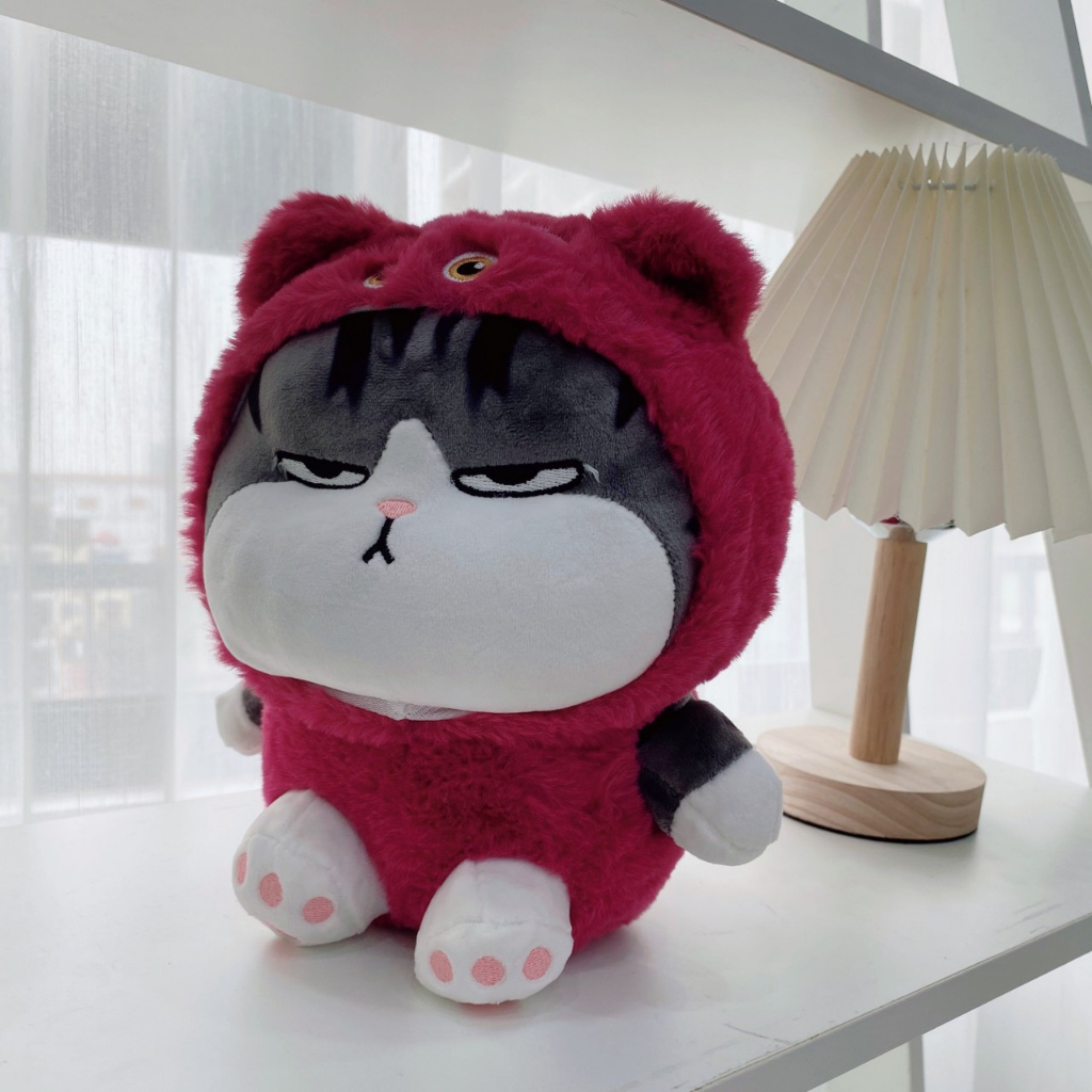 Gấu bông mèo hoàng thượng nón thú ngồi
