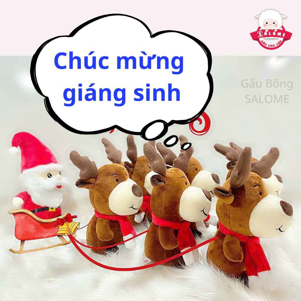 Gấu Bông Ông Bà Gìa Noel, Tuần Lộc Đứng Ngồi, Người Tuyết SALOME, Qùa Tặng Đồ Chơi Cho Bé Cao Cấp Trang Trí Giasng Sinh