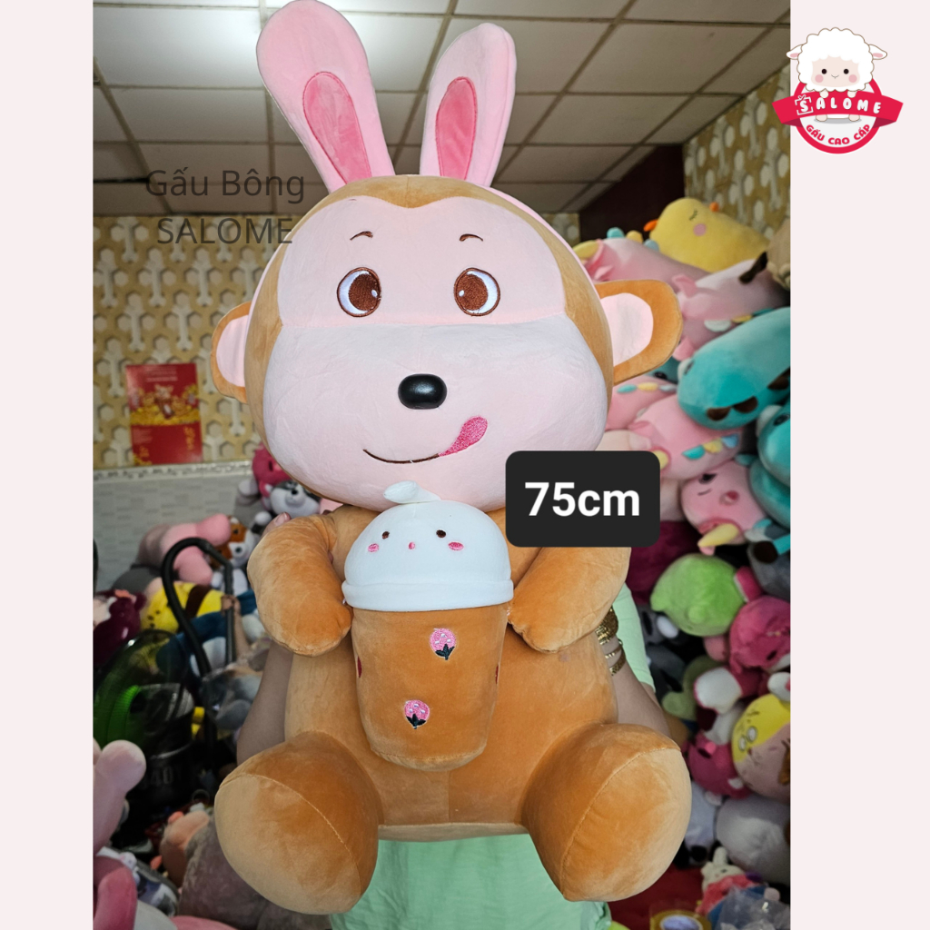 Gấu Bông Con Khỉ Ôm Bình Sữa Size 45cm-75cm