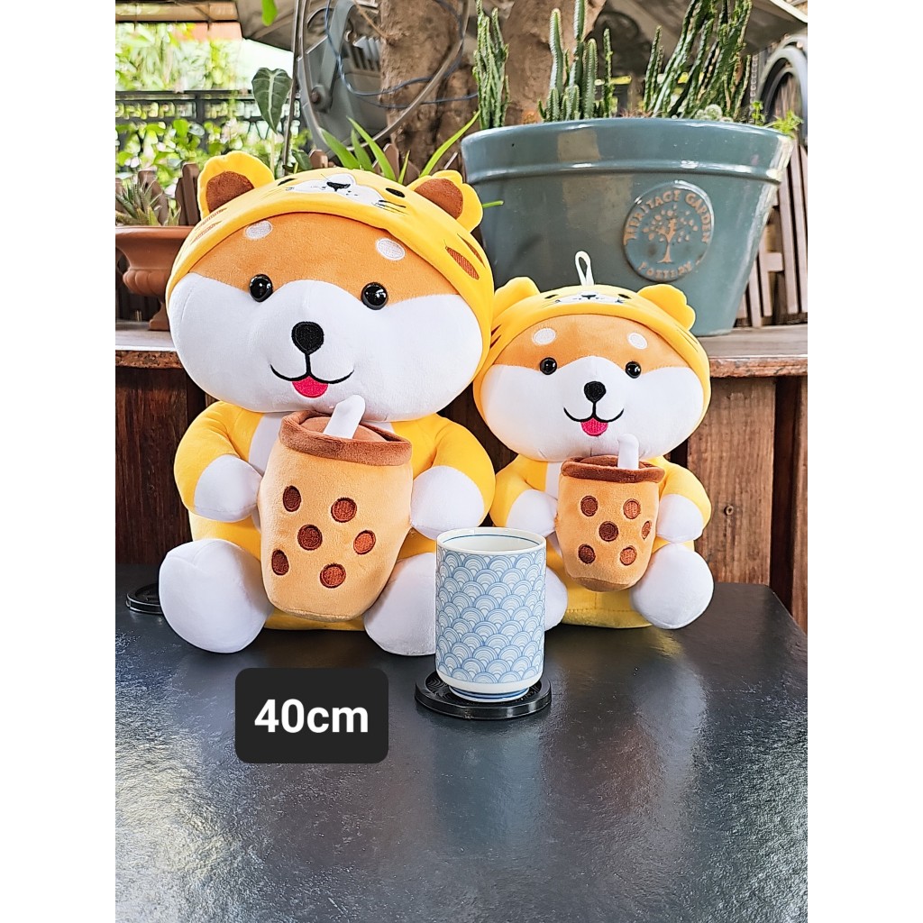 Gấu Bông Chó Shiba Ôm Trà Sữa