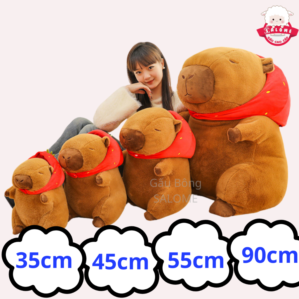 Gấu Bông Capybara Đeo Nón Dâu