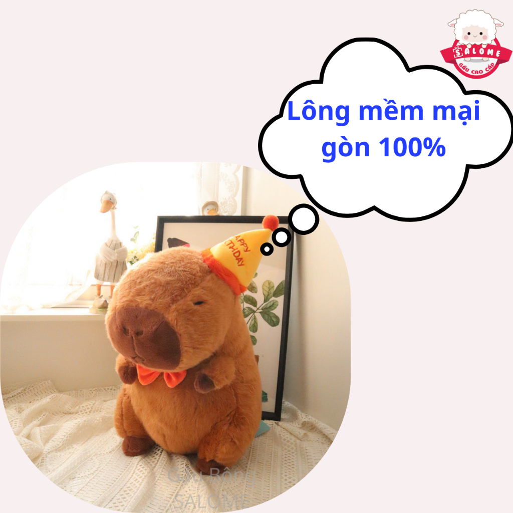 Gấu Bông Capybara Nón Sinh Nhật