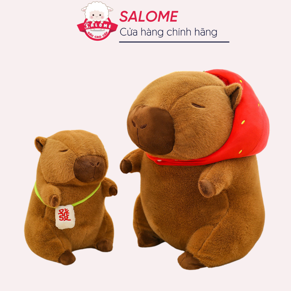 Gấu Bông Capybara Đeo Nón Dâu