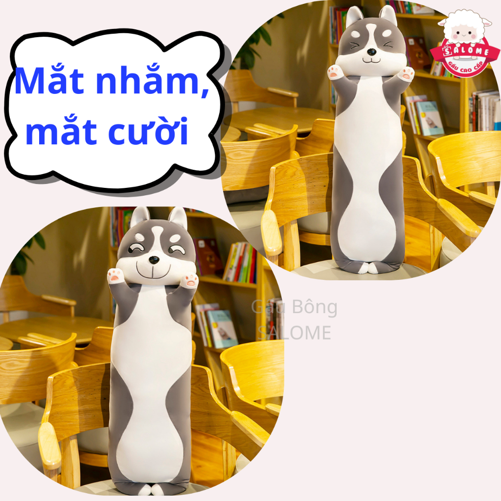 Gấu bông chó xám giơ tay