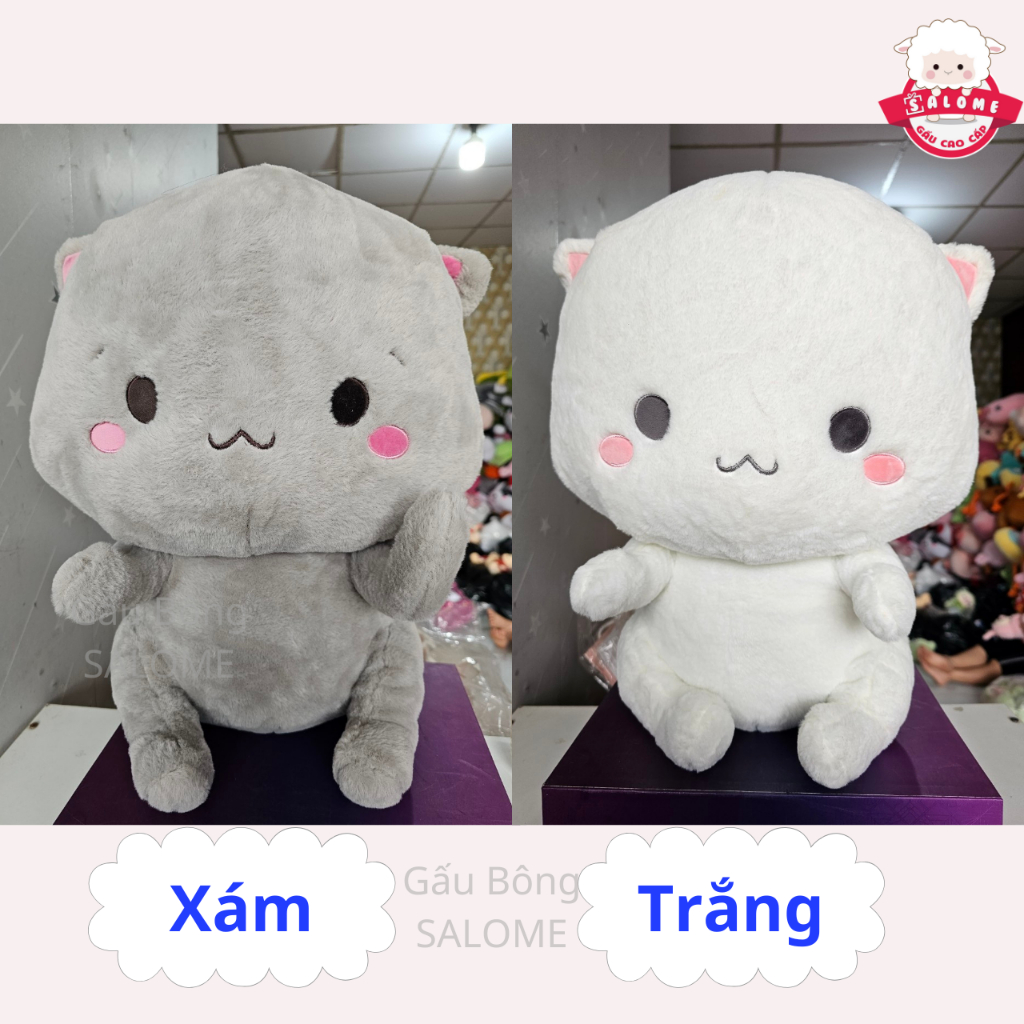 Gấu Bông Con Mèo Ngồi Cute 50cm màu trắng