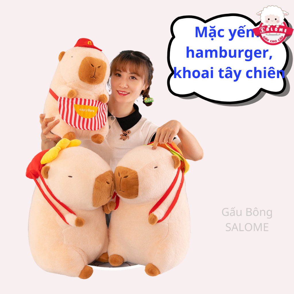 Gấu Bông Capybara Đeo Cặp Hamburger