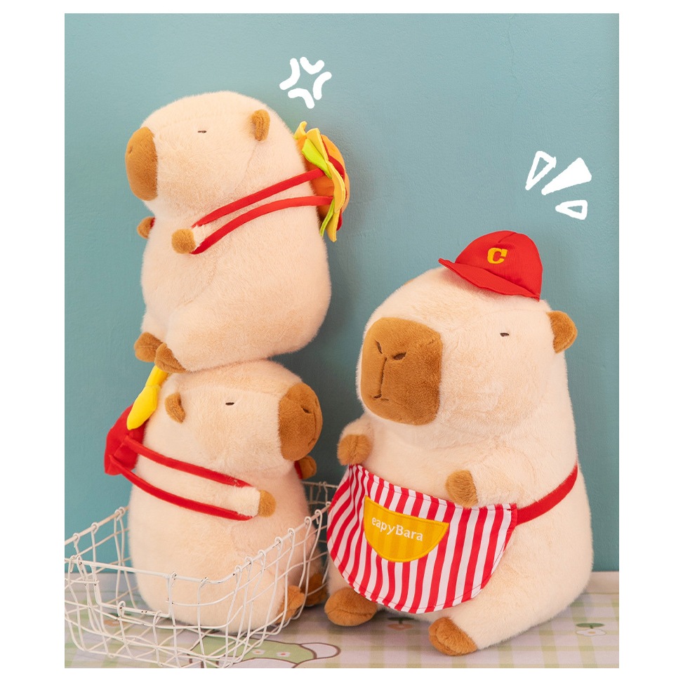 Gấu Bông Capybara Đeo Cặp Hamburger