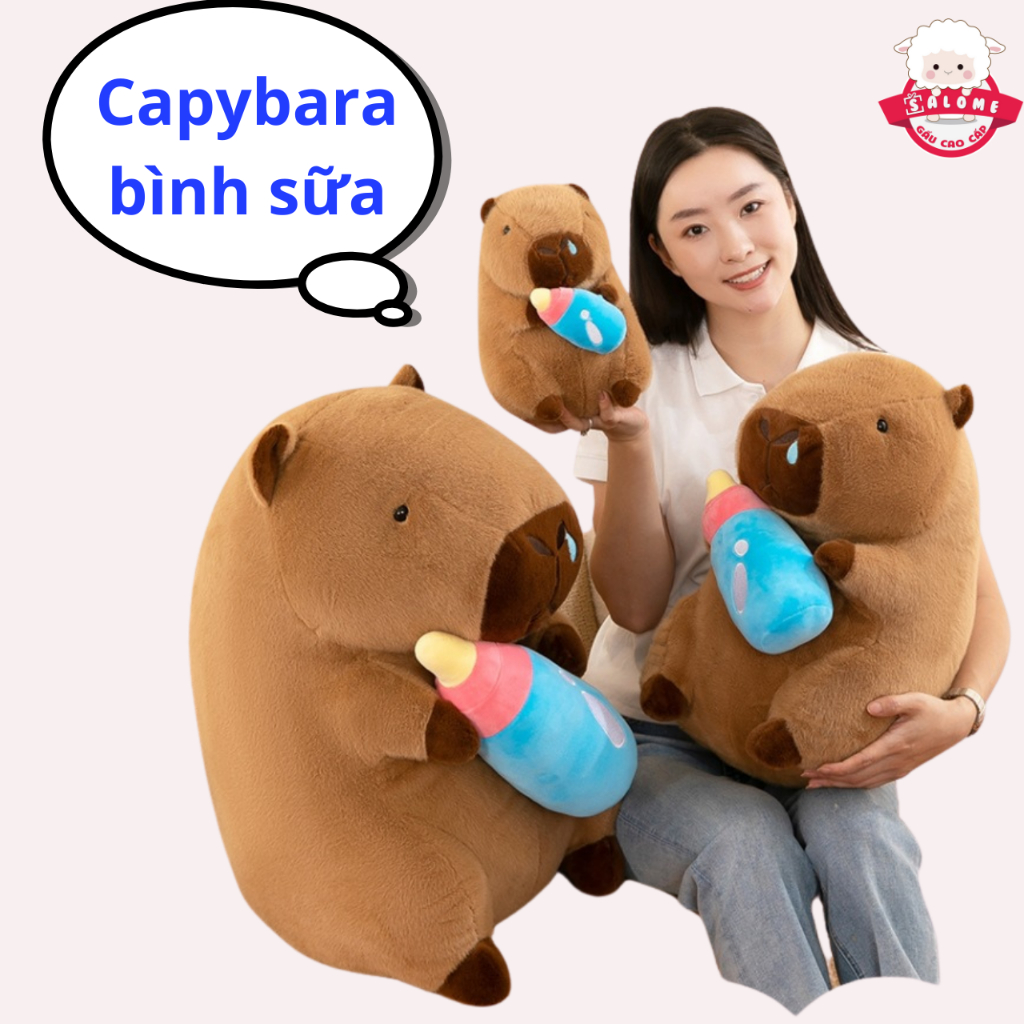 Gấu Bông  Capybara Cầm Bình Sữa