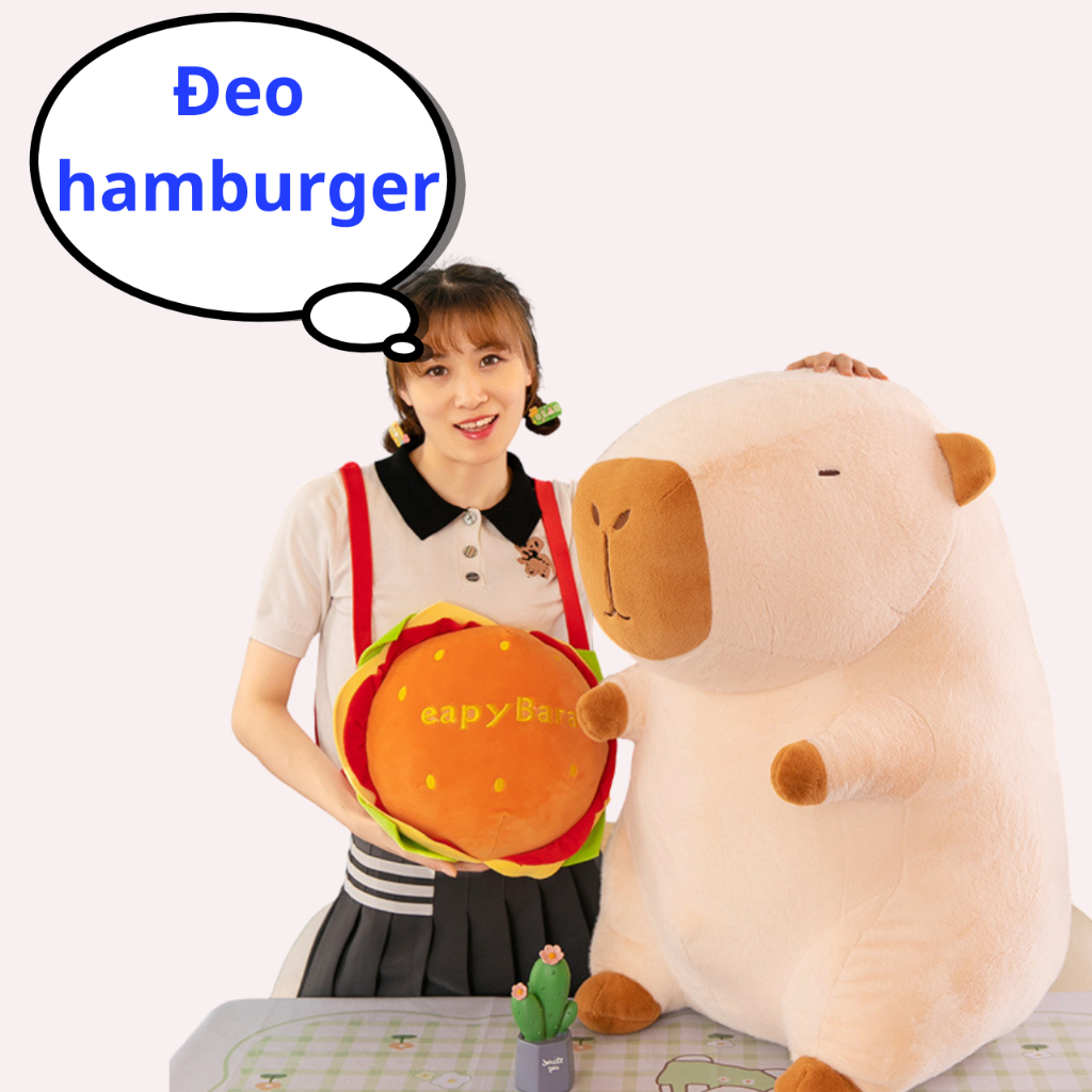 Gấu Bông Capybara Đeo Cặp Hamburger