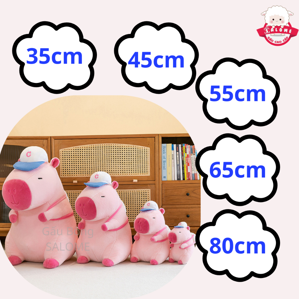Gấu Bông Capybara Hồng Đeo Balo Mặc Áo Bóng Chày
