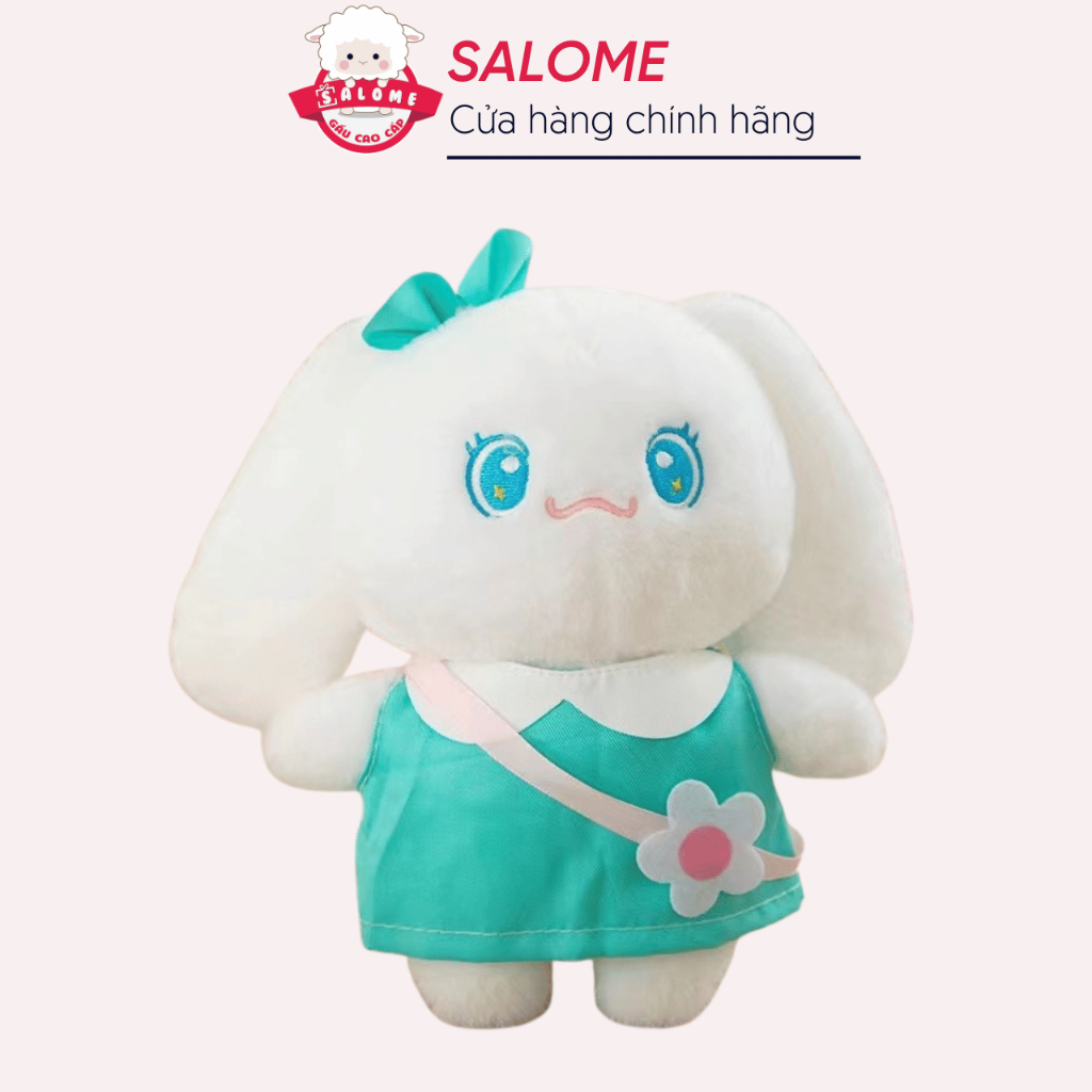 Gấu bông con thỏ trắng đứng mặc váy 20cm SALOME, Thú Nhồi Bông Trang Trí
