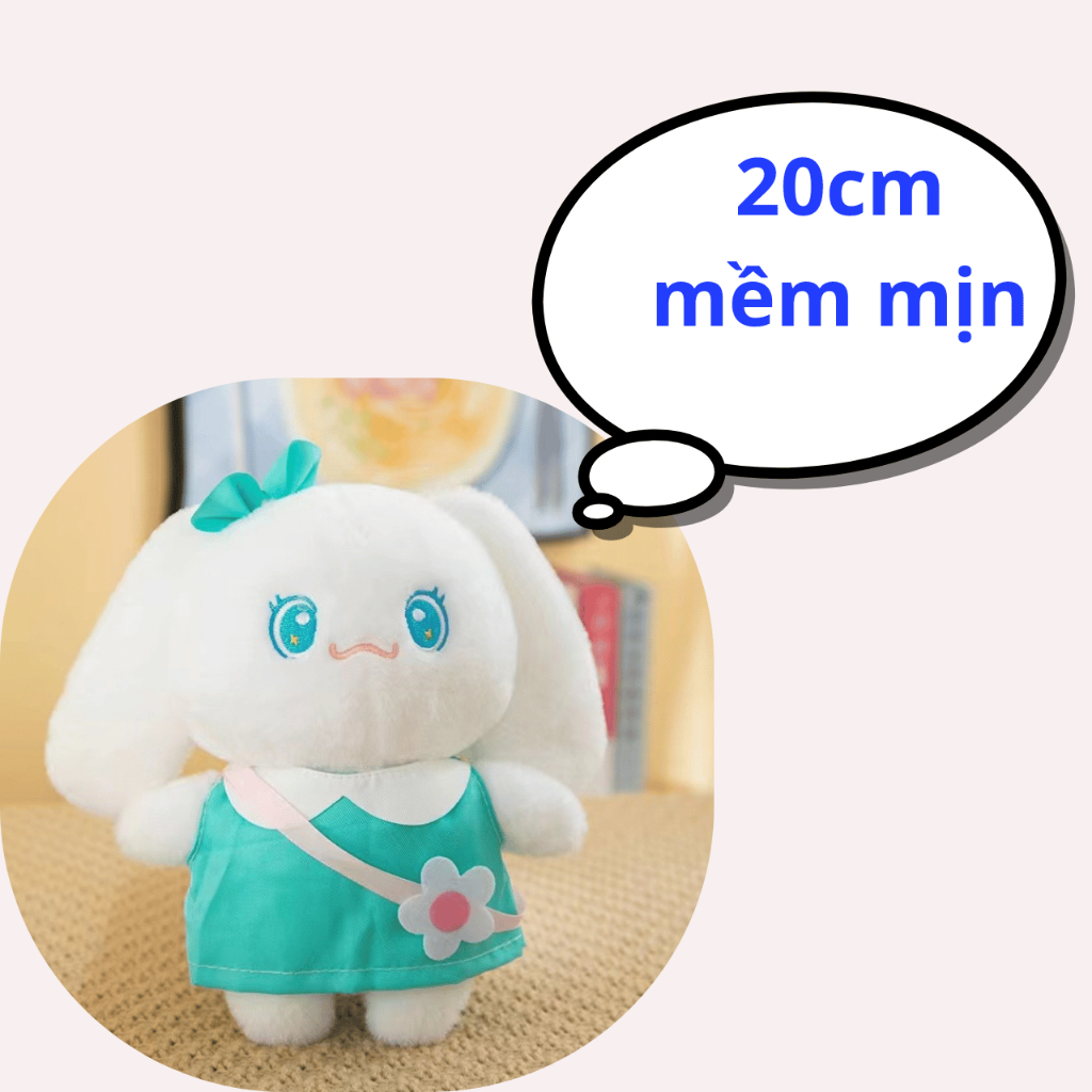 Gấu bông con thỏ trắng đứng mặc váy 20cm SALOME, Thú Nhồi Bông Trang Trí