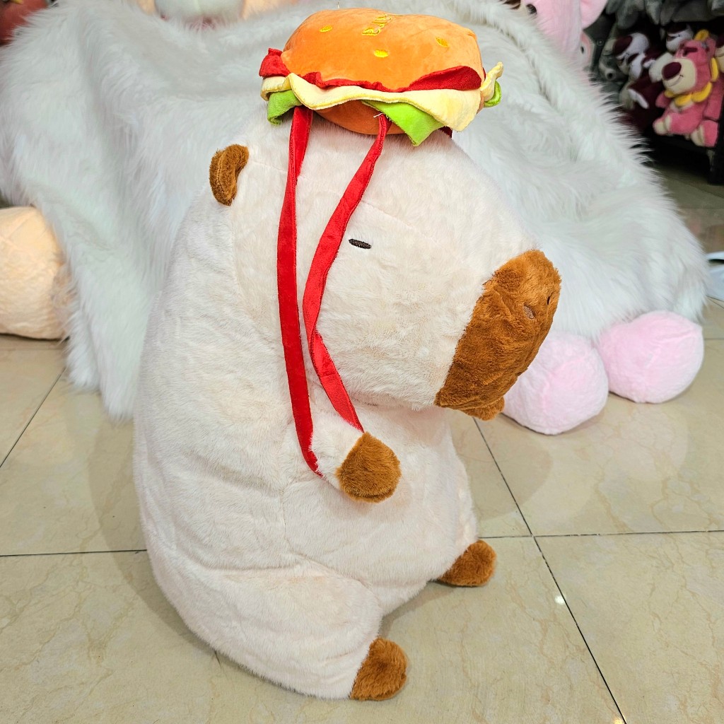 Gấu Bông Capybara Đeo Cặp Hamburger