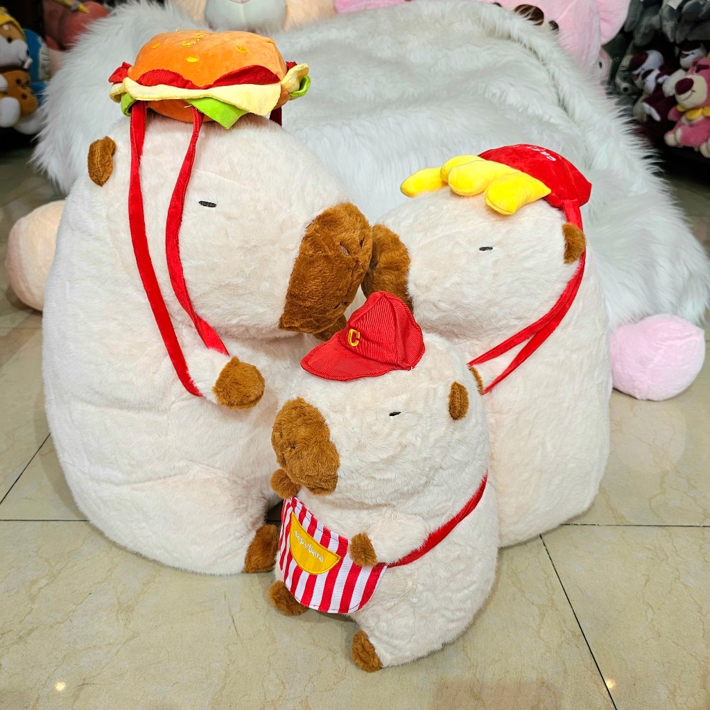 Gấu Bông Capybara Đeo Cặp Hamburger