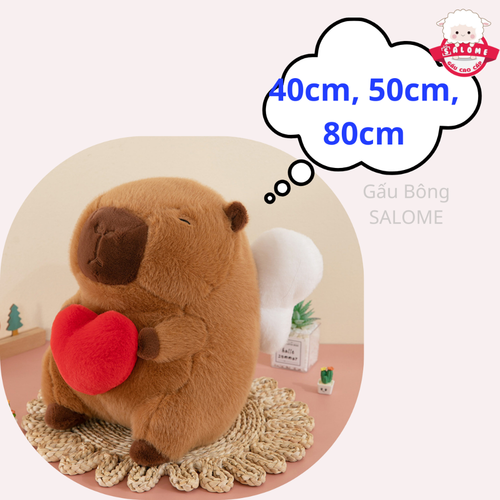 Gấu Bông Capybara Ôm Tim Cánh Thiên Thần