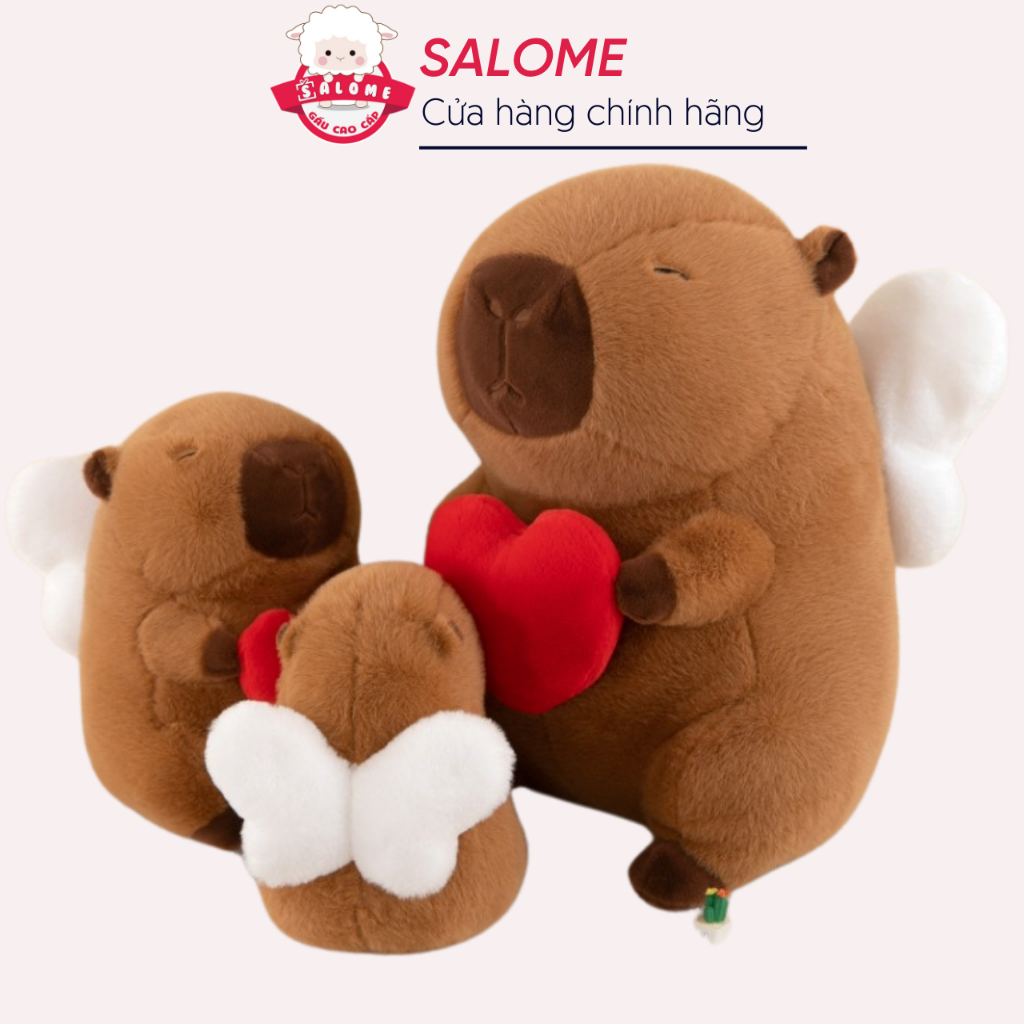 Gấu Bông Capybara Ôm Tim Cánh Thiên Thần