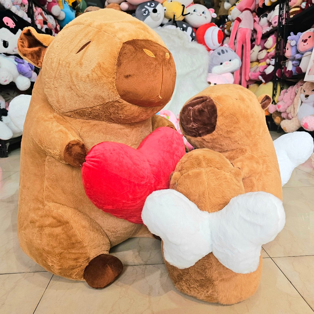 Gấu Bông Capybara Ôm Tim Cánh Thiên Thần