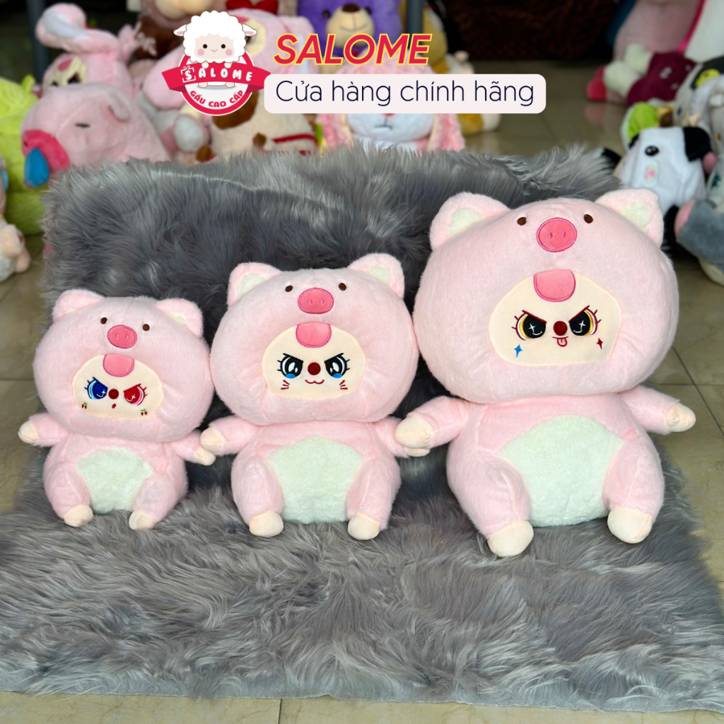 Gấu bông baby three dễ thương gà vàng heo hồng mèo đen bé ba mắt ướt hai màu dora thú bông Salome