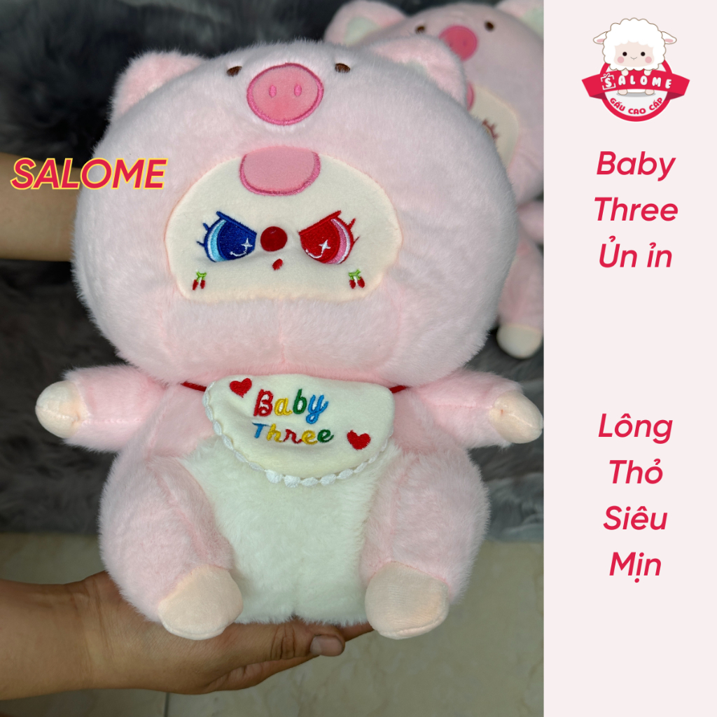 Gấu bông baby three dễ thương gà vàng heo hồng mèo đen bé ba mắt ướt hai màu dora thú bông Salome