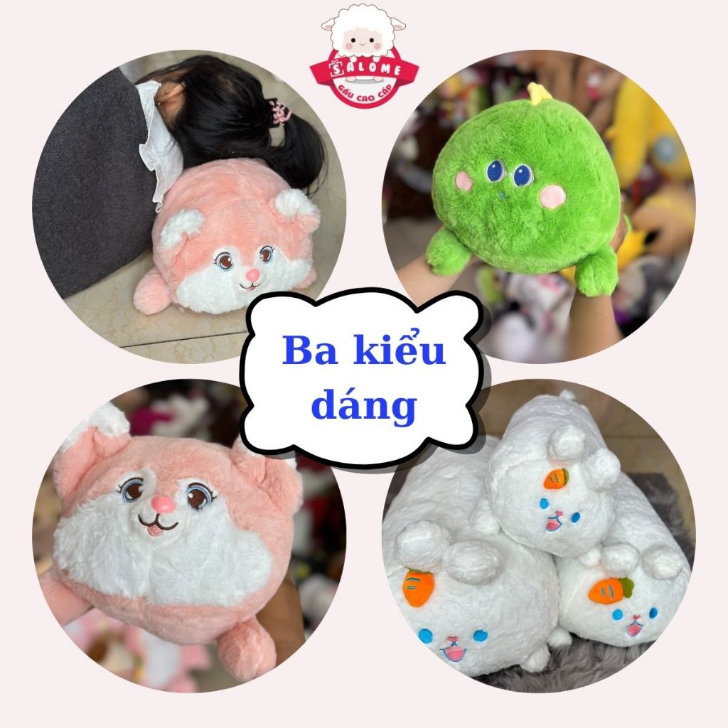 Gấu bông thỏ trắng ôm ngủ dễ thương cute, cáo hồng khủng long xanh SALOME, thú nhồi bông thỏ carot