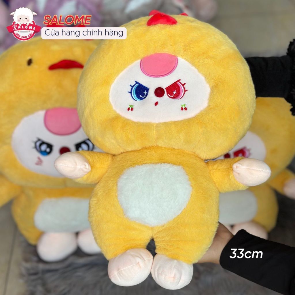 Gấu bông baby three dễ thương gà vàng heo hồng mèo đen bé ba mắt ướt hai màu dora thú bông Salome