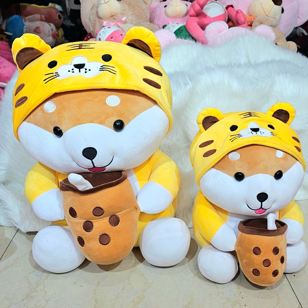 Gấu Bông Chó Shiba Ôm Trà Sữa