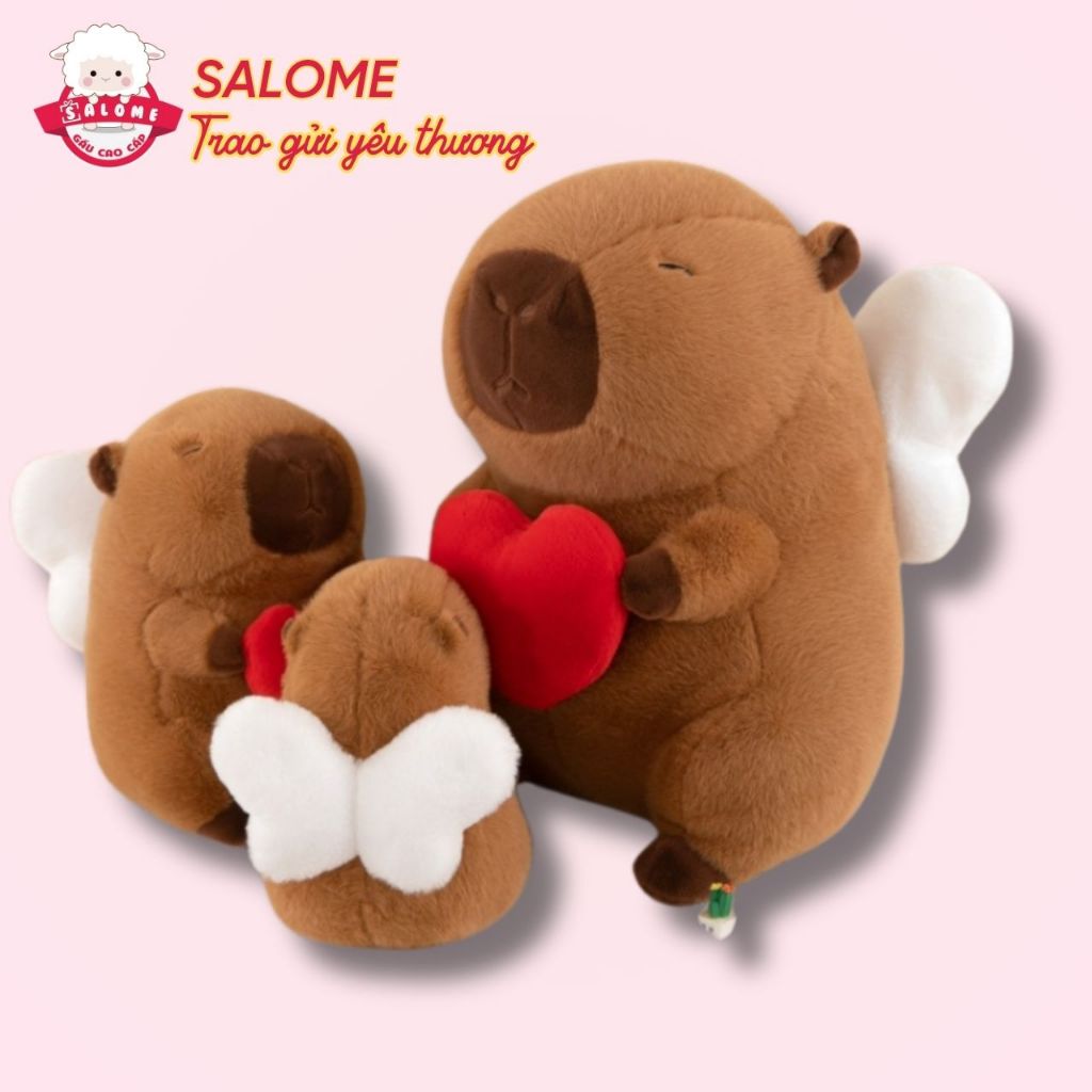 Gấu Bông Capybara Ôm Tim Cánh Thiên Thần