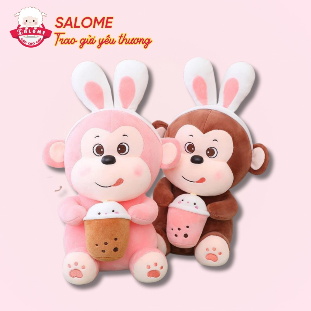 Gấu Bông Con Khỉ Ôm Bình Sữa Size 45cm-75cm