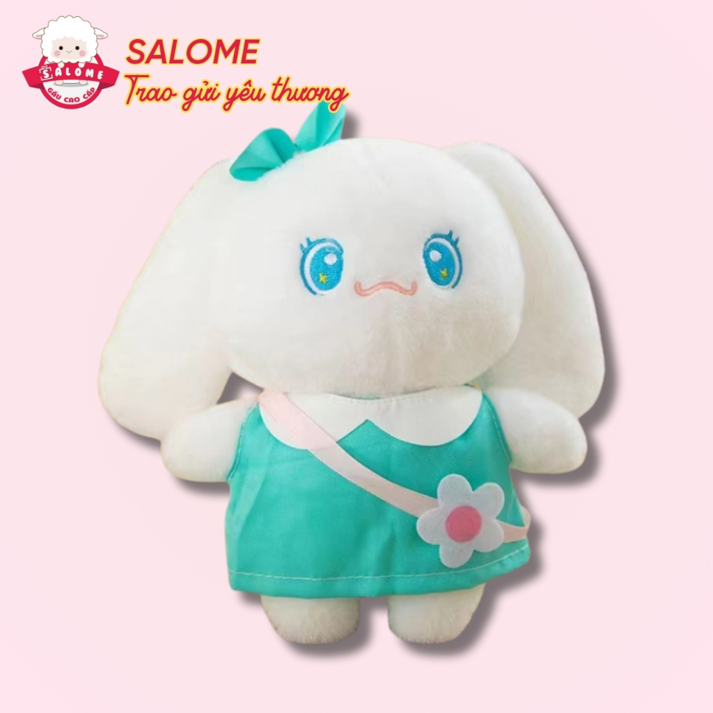 Gấu bông con thỏ trắng đứng mặc váy 20cm SALOME, Thú Nhồi Bông Trang Trí