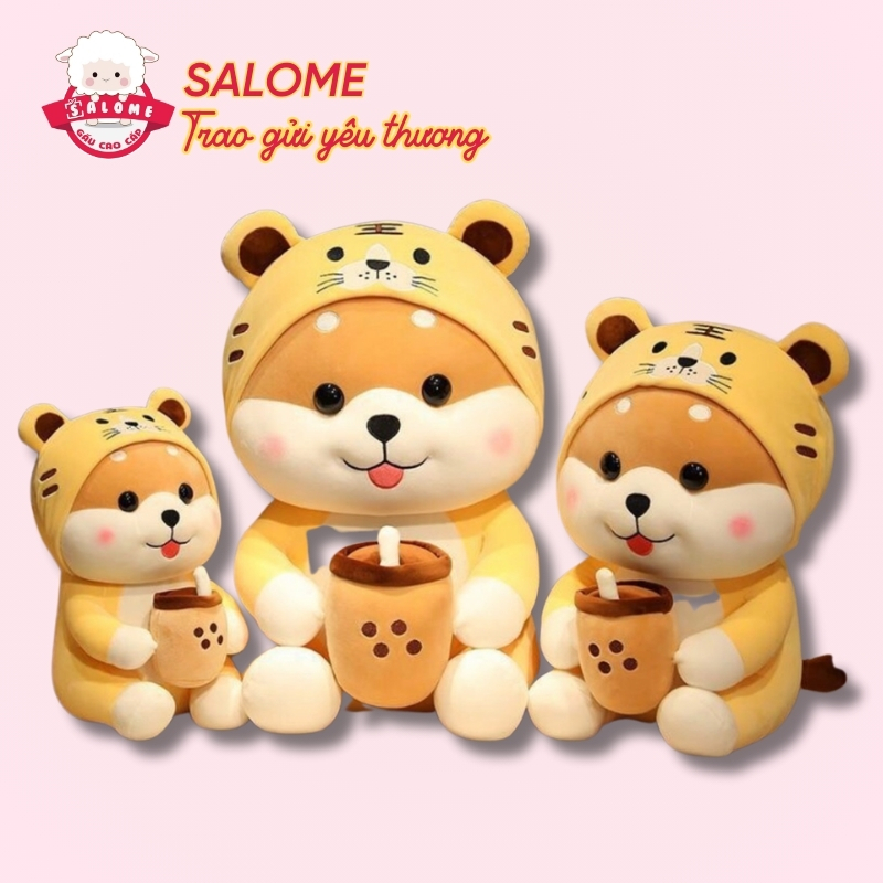 Gấu Bông Chó Shiba Ôm Trà Sữa