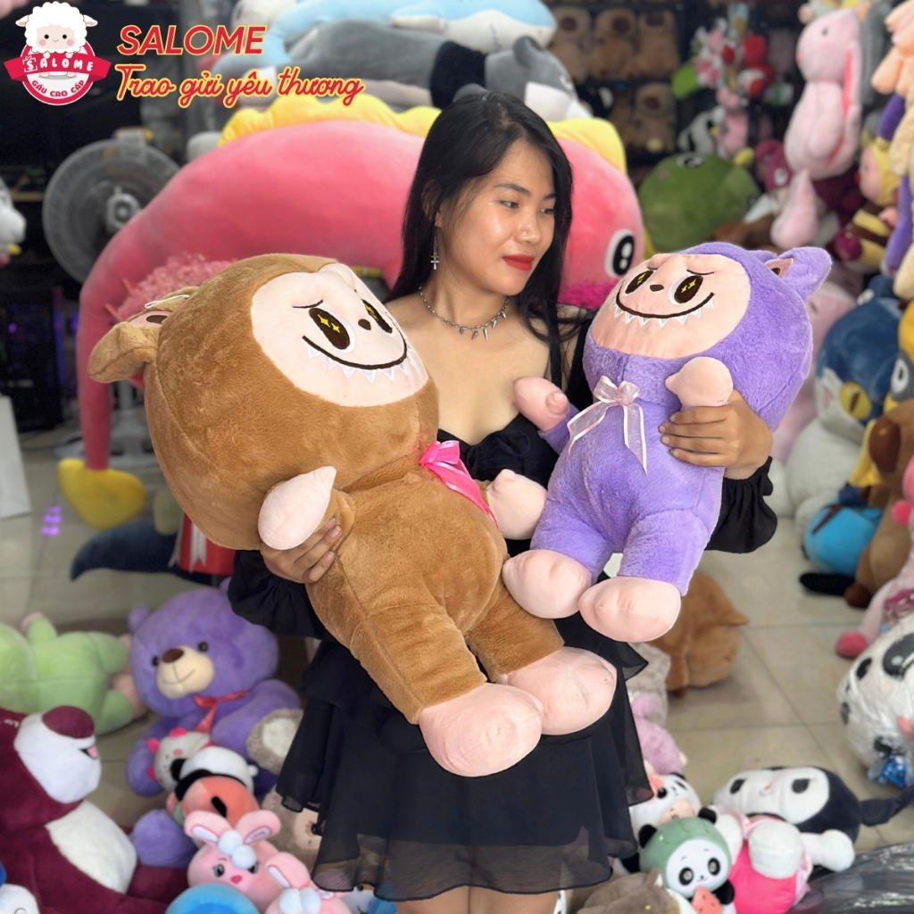 Gấu bông labubu đeo nơ