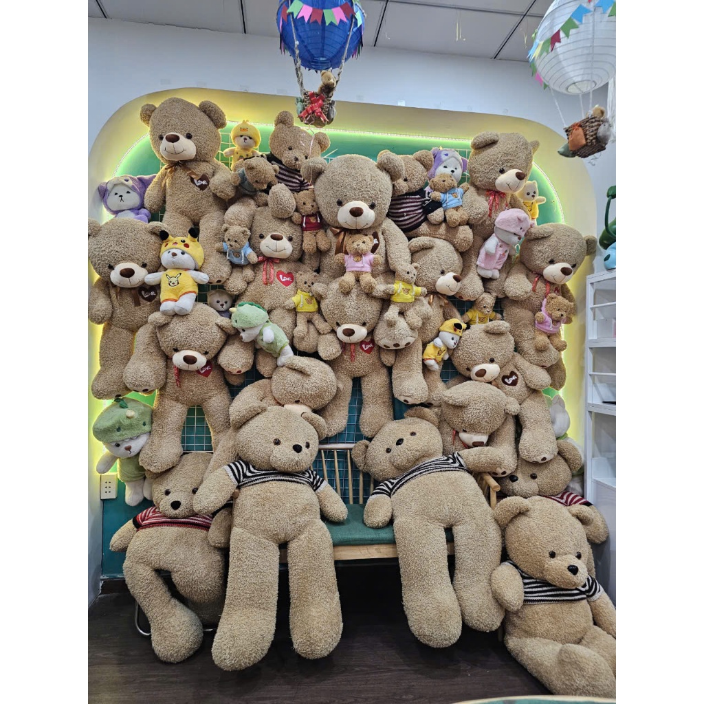 Gấu bông teddy xù mì áo len