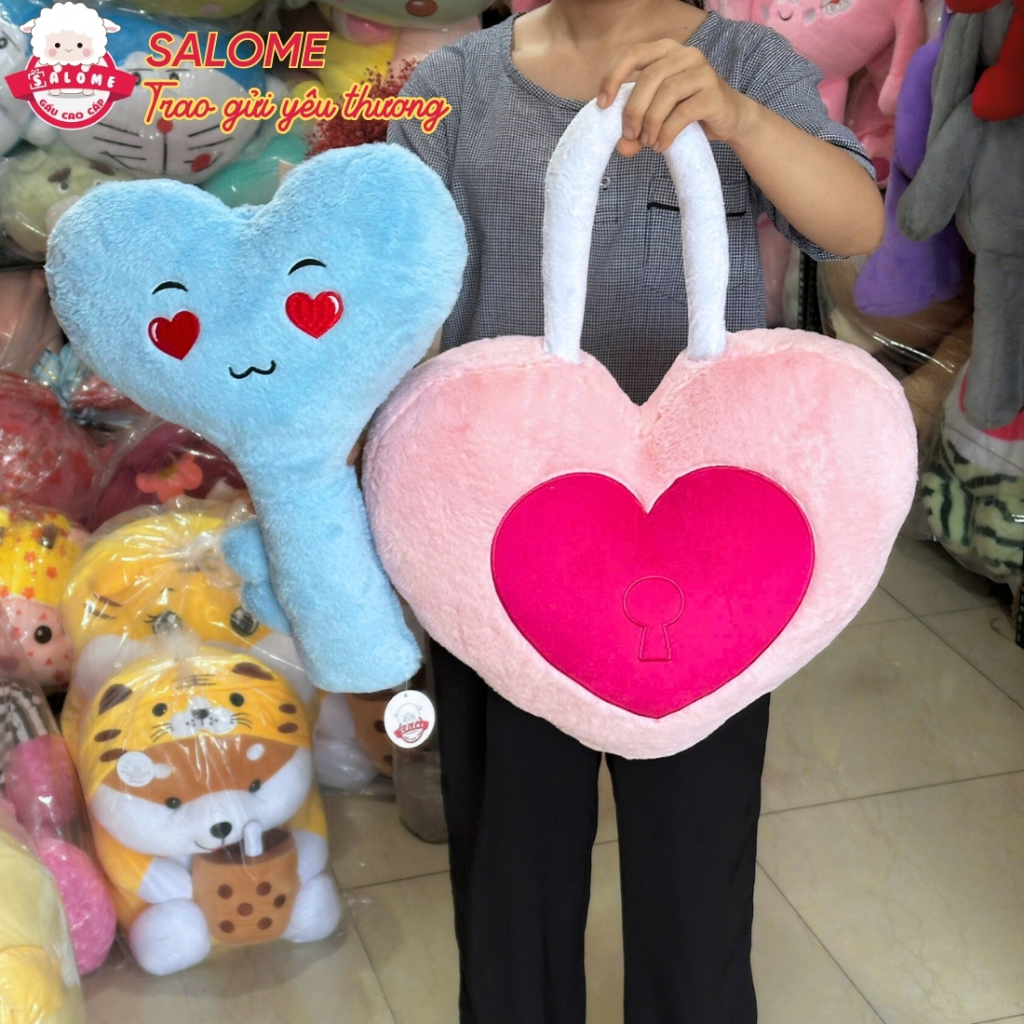 Gấu bông chìa khóa - ổ khóa trái tim