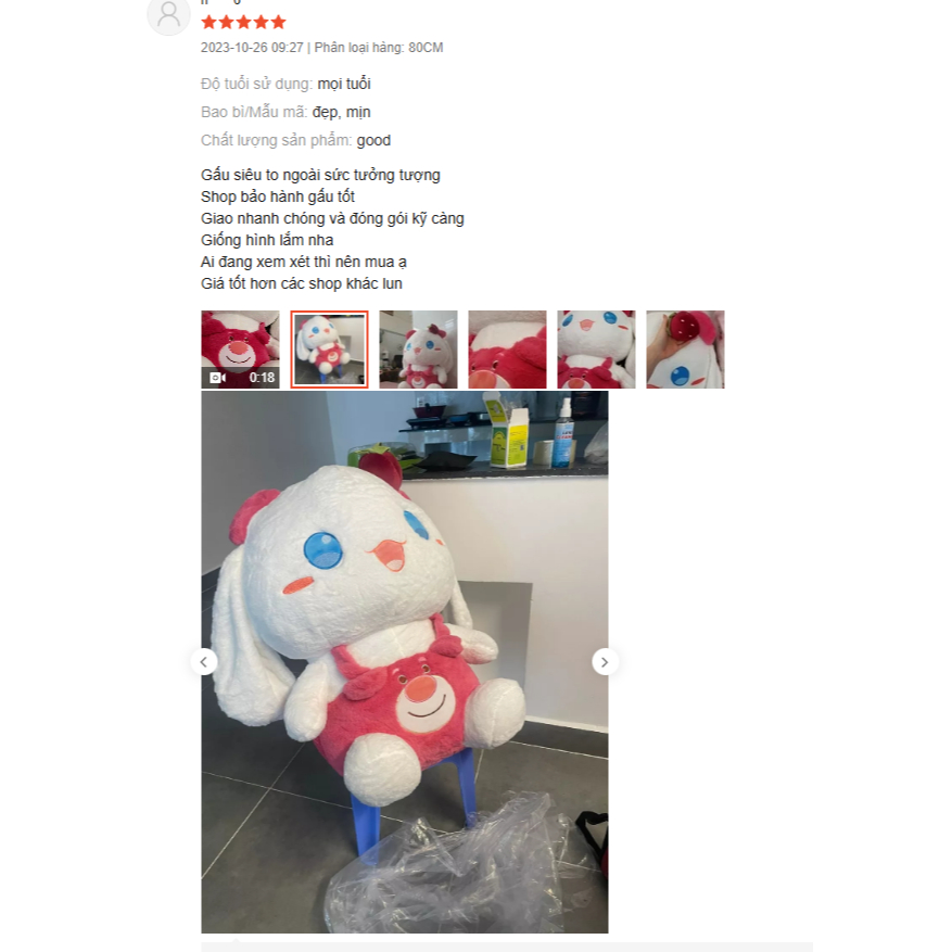 Gấu Bông Cinnamoroll Yếm Dâu
