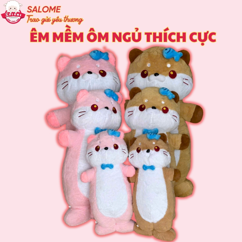 Gấu Bông Con Mèo Nơ Cá